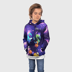 Толстовка-худи детская Among Us космос, цвет: 3D-белый — фото 2