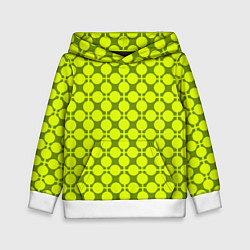 Толстовка-худи детская Желто зеленый неоновый узор ретро в горох, цвет: 3D-белый
