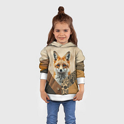 Толстовка-худи детская Удивительный рыжий лисёнок, цвет: 3D-белый — фото 2