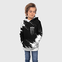 Толстовка-худи детская Monster energy краски штрихи белые, цвет: 3D-белый — фото 2