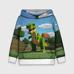 Толстовка-худи детская Тираннозавр рекс - Майнкрафт, цвет: 3D-белый