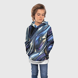 Толстовка-худи детская Серебро жидкий металл, цвет: 3D-белый — фото 2