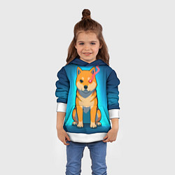 Толстовка-худи детская Сиба-ину с неоновым взглядом, цвет: 3D-белый — фото 2