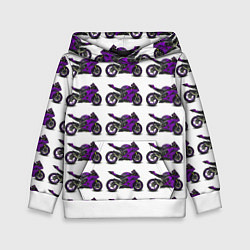 Толстовка-худи детская Motorcycle purple, цвет: 3D-белый
