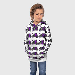 Толстовка-худи детская Motorcycle purple, цвет: 3D-белый — фото 2