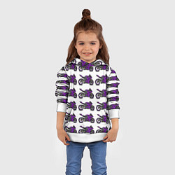 Толстовка-худи детская Motorcycle purple, цвет: 3D-белый — фото 2