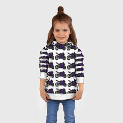 Толстовка-худи детская The motorcycle is dark purple, цвет: 3D-белый — фото 2