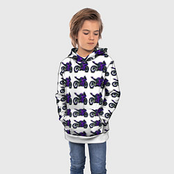 Толстовка-худи детская Motorcycle purple gloss, цвет: 3D-белый — фото 2