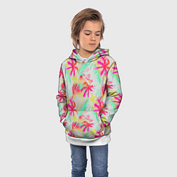 Толстовка-худи детская Palm yellow pink, цвет: 3D-белый — фото 2