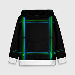 Толстовка-худи детская Neon green light blue, цвет: 3D-белый