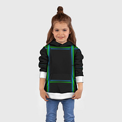 Толстовка-худи детская Neon green light blue, цвет: 3D-белый — фото 2