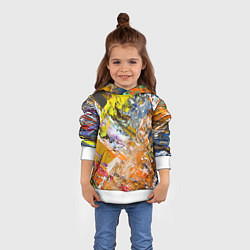 Толстовка-худи детская Живая Абстракция: Поток Цветов и Форм в Постоянном, цвет: 3D-белый — фото 2