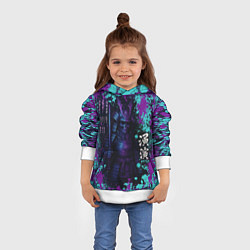 Толстовка-худи детская Неоновый призрак самурая, цвет: 3D-белый — фото 2