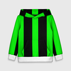 Толстовка-худи детская Color green black lines, цвет: 3D-белый
