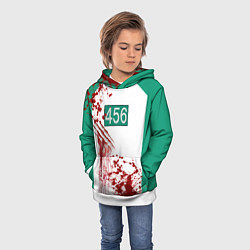 Толстовка-худи детская Кровавая форма игрока 456 из игры в кальмара, цвет: 3D-белый — фото 2