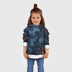 Толстовка-худи детская Камуфляжные плиты текстура, цвет: 3D-белый — фото 2