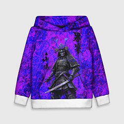 Толстовка-худи детская Призрак самурай - неоновые краски, цвет: 3D-белый