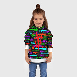 Толстовка-худи детская Doom шутер паттерн, цвет: 3D-белый — фото 2
