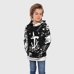 Толстовка-худи детская Doom белые краски штрихи, цвет: 3D-белый — фото 2