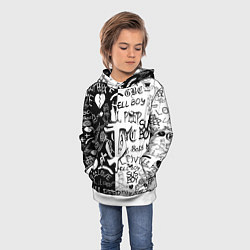 Толстовка-худи детская Doom x liil peep pattern black, цвет: 3D-белый — фото 2