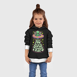 Толстовка-худи детская Пришелец в летающей тарелке НЛО, цвет: 3D-белый — фото 2