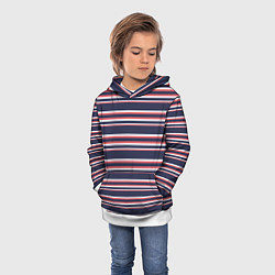 Толстовка-худи детская Полосы сине-кораловые, цвет: 3D-белый — фото 2