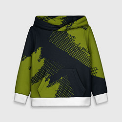 Толстовка-худи детская Абстрактная текстура в зеленом, цвет: 3D-белый