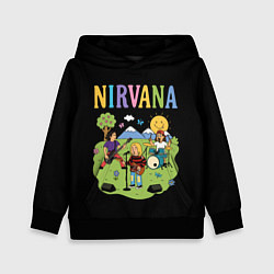 Толстовка-худи детская Нирвана мультяшный стиль, цвет: 3D-черный