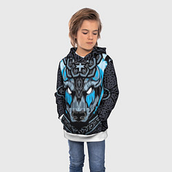 Толстовка-худи детская Медведь воин в кельтском стиле, цвет: 3D-белый — фото 2