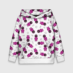Толстовка-худи детская Персонажи корейского сериала игра в кальмара, цвет: 3D-белый