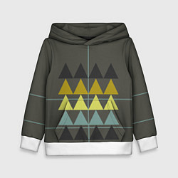 Толстовка-худи детская Абстрактный лес, геометрический с однотоном, цвет: 3D-белый
