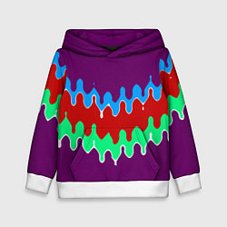 Толстовка-худи детская Фиолетовый с искажёнными абстрактными полосами, цвет: 3D-белый