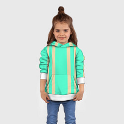 Толстовка-худи детская Color blue beige stripes, цвет: 3D-белый — фото 2