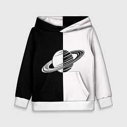 Толстовка-худи детская Сатурн черно-белый, цвет: 3D-белый