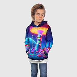 Толстовка-худи детская Робот-сгибальщик Бендер находится под неоновым мух, цвет: 3D-белый — фото 2