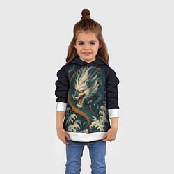 Толстовка-худи детская Морской император - дракон, цвет: 3D-белый — фото 2