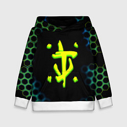 Толстовка-худи детская Doom соты кислотное лого, цвет: 3D-белый