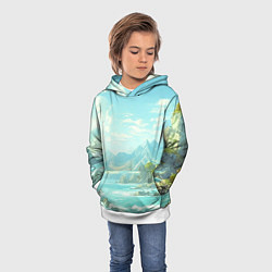 Толстовка-худи детская Художественный берег со скалами, цвет: 3D-белый — фото 2