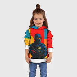 Толстовка-худи детская Контр-террорист CS 2 поп-арт, цвет: 3D-белый — фото 2