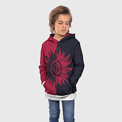 Толстовка-худи детская Солнце красно-синее, цвет: 3D-белый — фото 2