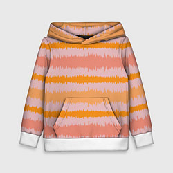 Толстовка-худи детская Полосы зигзагообразные оранжево-розовые, цвет: 3D-белый