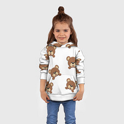 Толстовка-худи детская Мордашка мишки, цвет: 3D-белый — фото 2