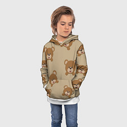 Толстовка-худи детская Медвежьи мордашки на бежевом, цвет: 3D-белый — фото 2
