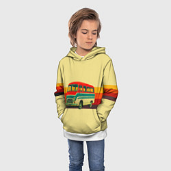 Толстовка-худи детская Ретро автобус РАФ-977 поп-арт, цвет: 3D-белый — фото 2