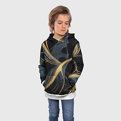 Толстовка-худи детская Мраморный узор с золотыми полосками, цвет: 3D-белый — фото 2