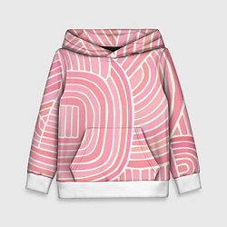 Толстовка-худи детская Абстрактный узор розовый, цвет: 3D-белый