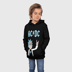 Толстовка-худи детская ACDC и Рик Санчес из Рик и Морти, цвет: 3D-черный — фото 2
