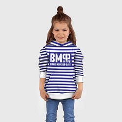 Толстовка-худи детская ВМФ текстура тельняшки, цвет: 3D-белый — фото 2