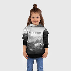 Толстовка-худи детская Скайрим - черно белый пейзаж, цвет: 3D-черный — фото 2