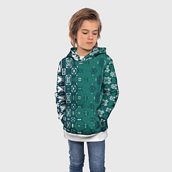 Толстовка-худи детская Изумрудные узоры, цвет: 3D-белый — фото 2